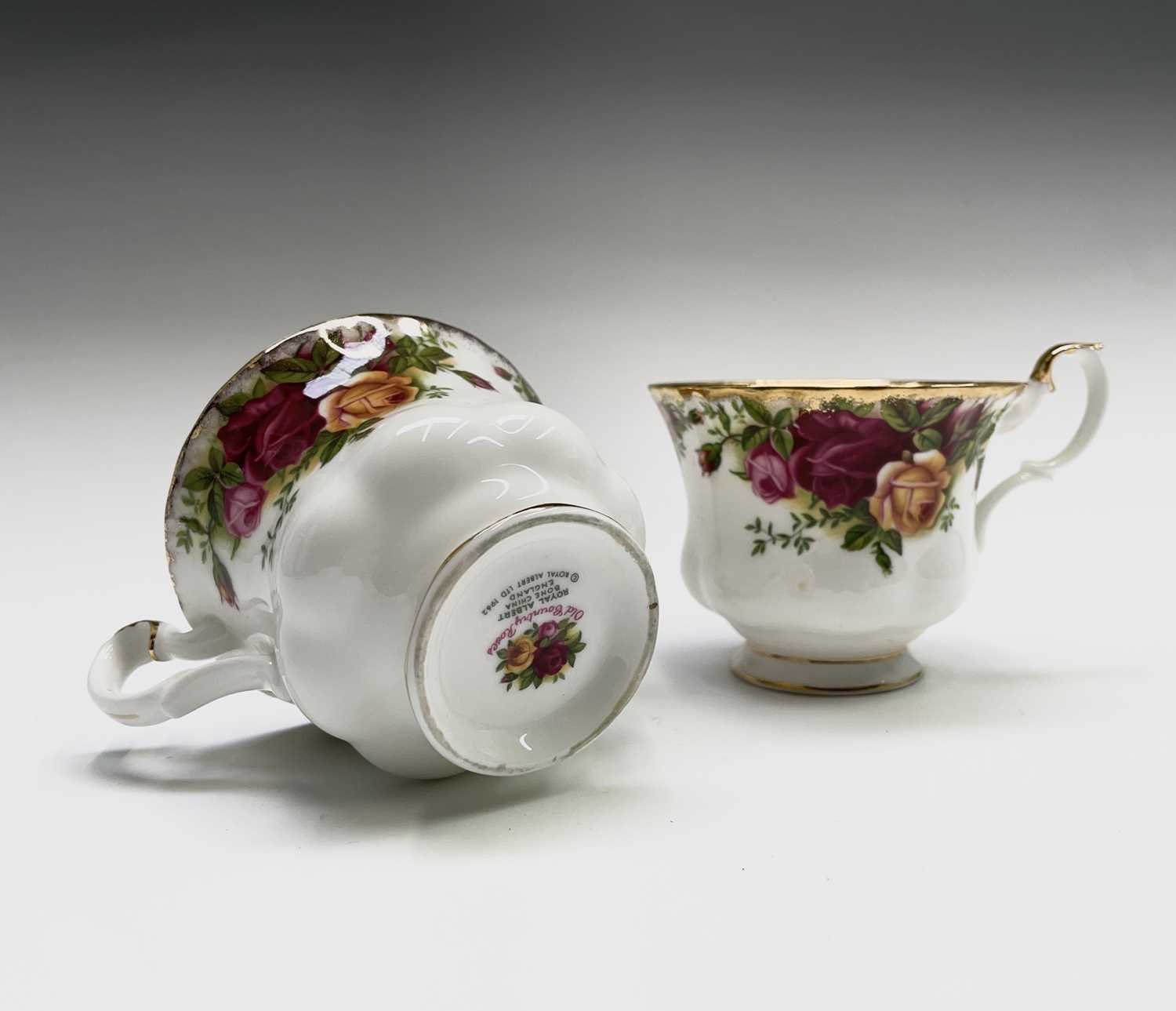 A Royal Albert 'Old Country Roses' tea set comprising teapot, milk jug, six cups, six saucers, and - Image 9 of 13