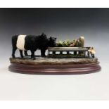 A Border Fine Arts group 'Food Glorious Food', depicting a pair of Belted Galloway cows, a fox and a