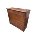 A mahogany campaign chest, 19th century, with a single long drawer, the lower part with three long