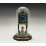 A Jahresuhrenfabrik 400 day torsion clock, 1920s, with blue enamel dial and ball pendulum, the