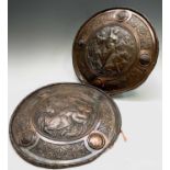 A pair of Victorian electrotype copper plaques, copied from the originals in fine detail and