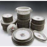 An extensive Limoges dinner service, with floral printed decoration, stamped mark for Baynaud & Co