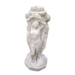 A composition stone garden sculpture, 'The Three Graces', height 68cm.Condition report: Note -