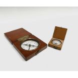 A Victorian travel compass, of small proportions, with boxwood case and printed card dial, 4.5cm