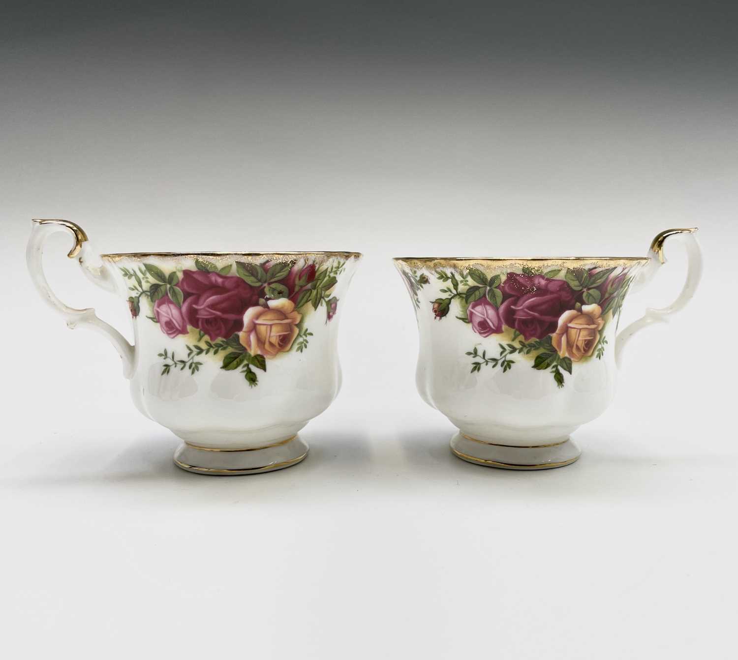 A Royal Albert 'Old Country Roses' tea set comprising teapot, milk jug, six cups, six saucers, and - Image 8 of 13