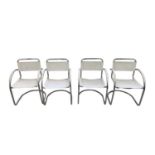 A set of four 1960's Italian chrome and cream leather chairs, height 85cm, width 55cm.Condition