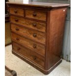 A large Victorian mahogany chest of drawers, with two short and four long drawers on a plinth