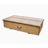 An Edwardian wicker and bamboo under-bed storage box, with rising lid, brass handle and steel