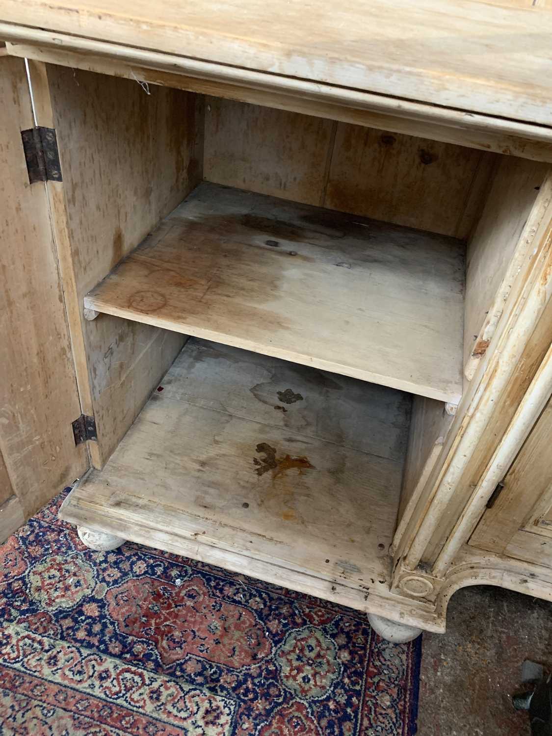 A Cornish pine kitchen dresser, 19th century, of large proportions, with moulded and arcaded frieze, - Image 9 of 17