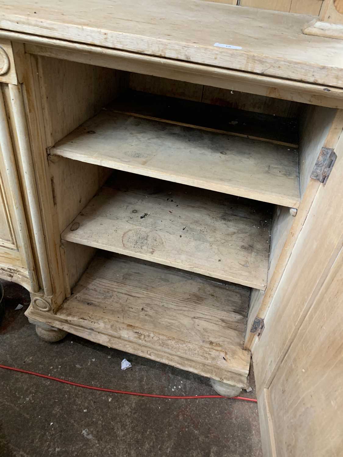 A Cornish pine kitchen dresser, 19th century, of large proportions, with moulded and arcaded frieze, - Image 13 of 17