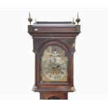 A George III oak eight day longcase clock, signed 'Hampson, Wrexham, 731', the arched dial with a