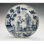 An English Delft blue and white dish, 18th century, diameter 29.5cm. Provenance:Michael Trethewey. A