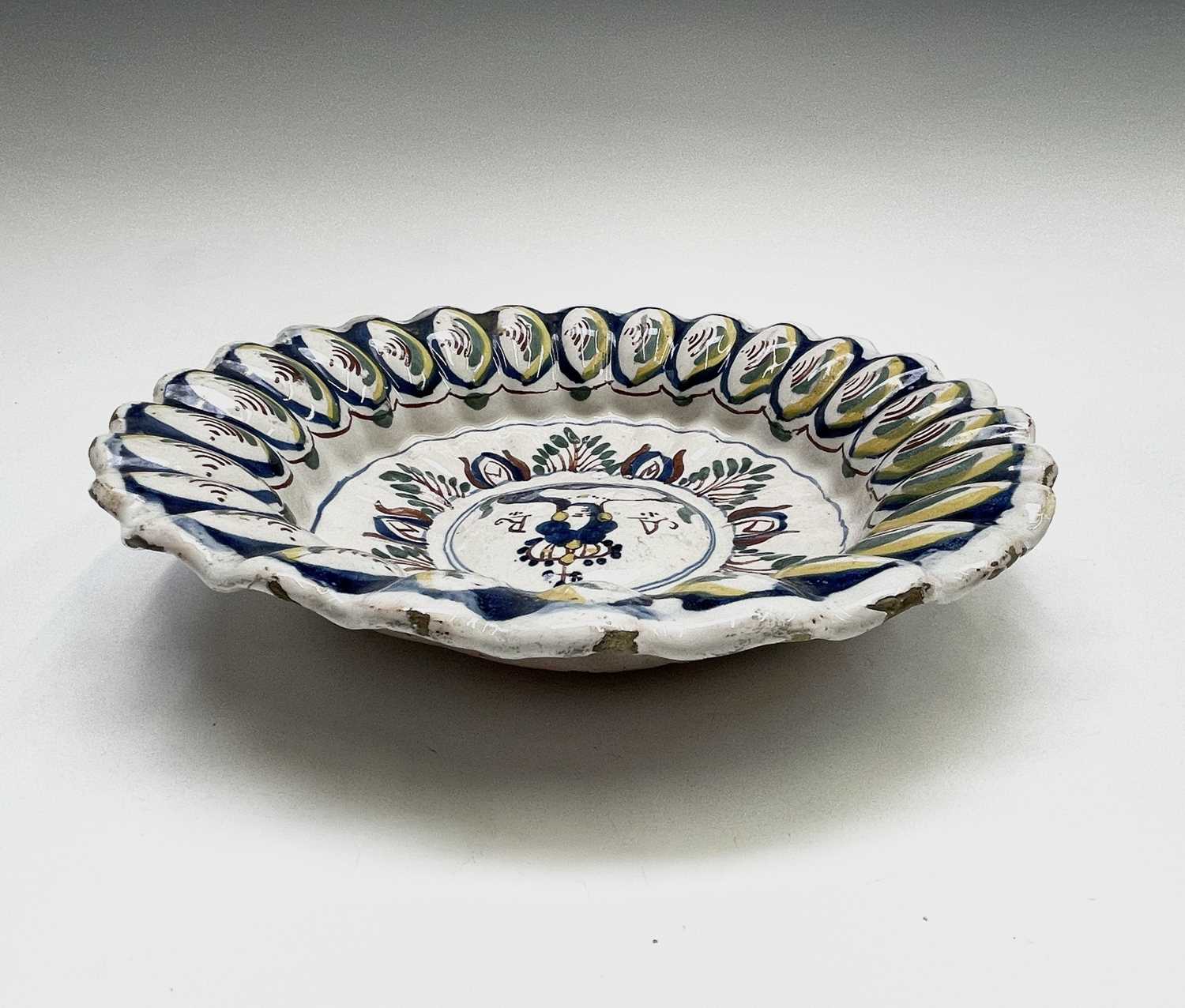 An English delft polychrome decorated lobed dish, probably Bristol, circa 1710, with royal - Image 8 of 9