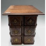 A Continental walnut miniature chest of drawers, circa 1900, with six drawers, height 38cm, width