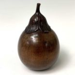 A 19th century treen jar in the form of an apple, the stalk unscrews to reveal a tiny cover,