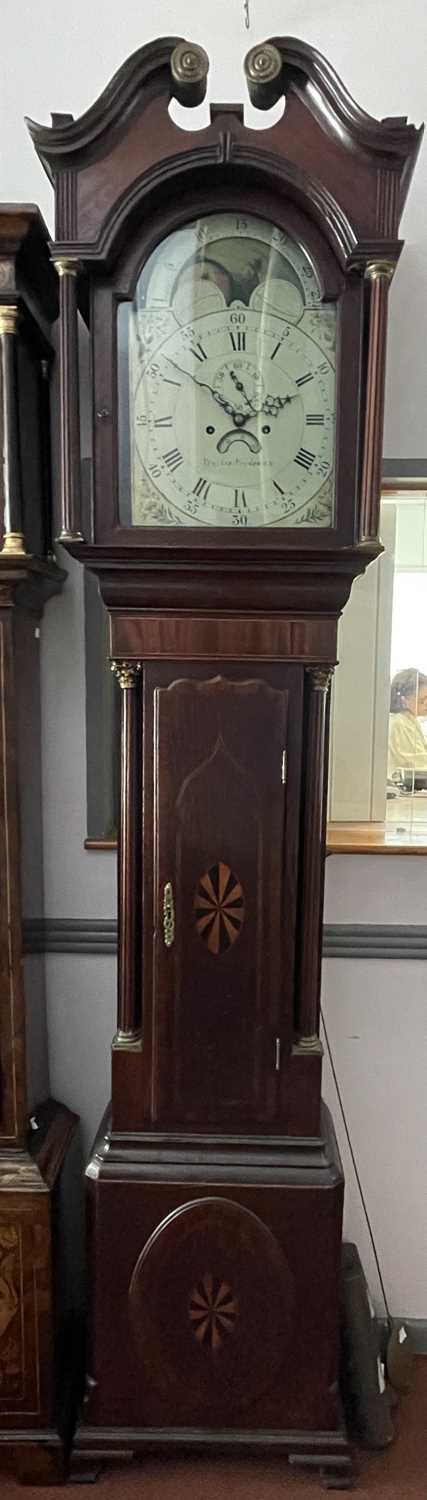 A George III oak and mahogany eight day longcase clock, the 33.3cm arched painted dial signed ' - Image 2 of 11