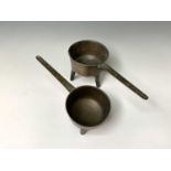 An 18th century bronze skillet, by Robert Street & Co, height 14cm, width 38cm, diameter 16.5cm,