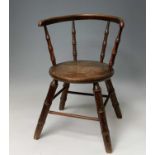 A beech faux bamboo childs chair, 19th century, height 50cm, width 36cm.