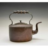 A Victorian copper kettle, height 26cm, length 31cm, width 18cm.
