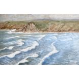 Lilian BLAND (1878-1971) (Aviator)Sennen SeascapeWatercolour/gouache28x43cmNews article to verso