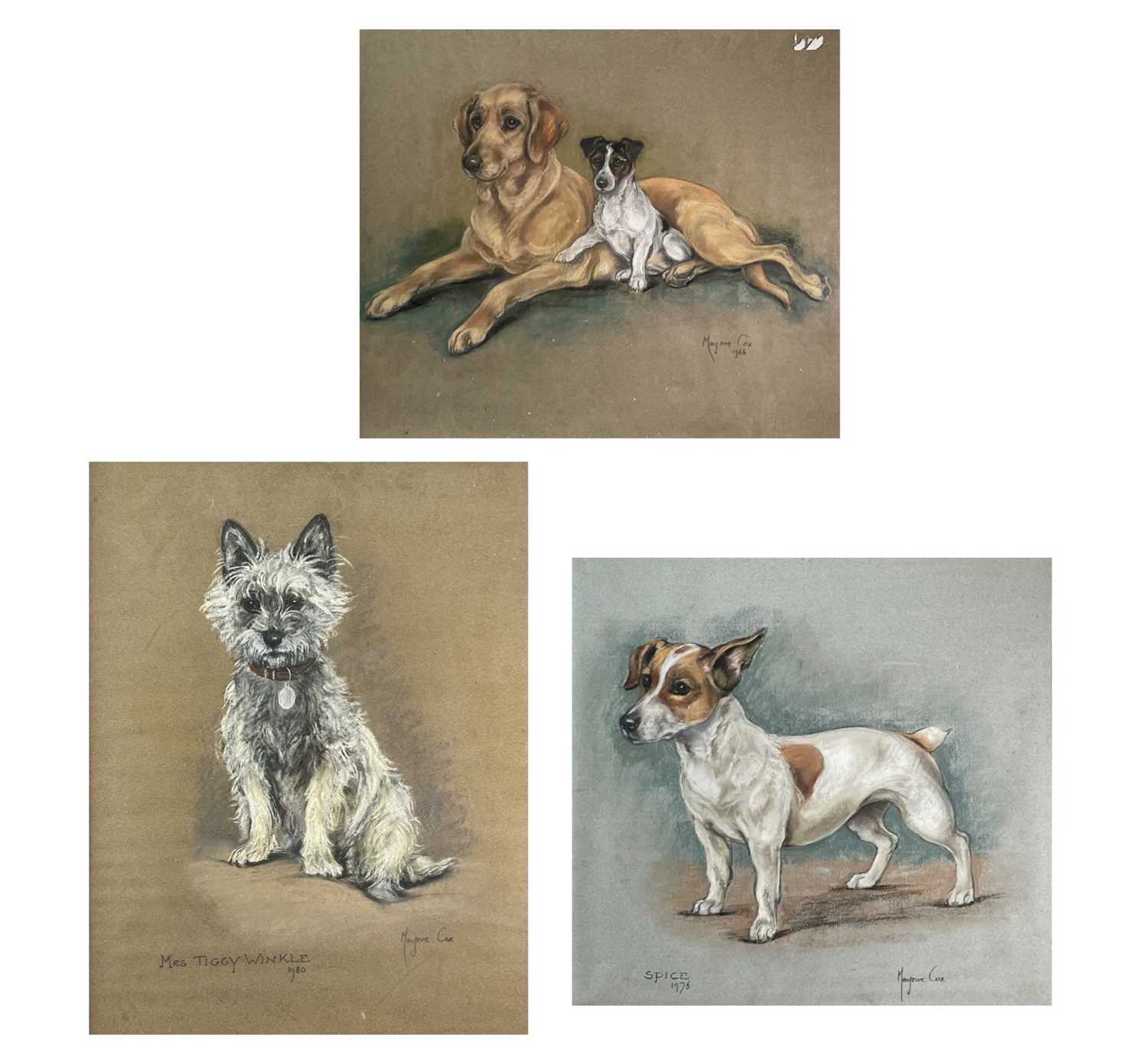 Marjorie COX (1915-2003) Three dog studies $6x54cm, 46x36cm and 38x41cmCondition report: Each work