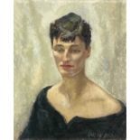 Garlick BARNES (1891-1987)Portrait of a Lady Wearing a Black DressOil on canvas Signed 56 x 46cm