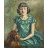 Garlick BARNES (1891-1987)Portrait of a Girl with her DogOil on canvas 76 x 63cm Garlick Barnes
