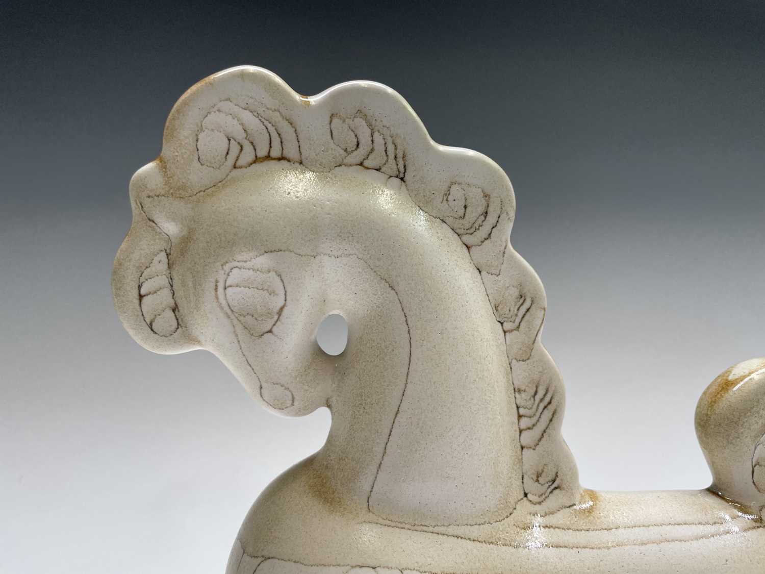 A cream Newlyn Pottery horse in Medallion pattern, height 24.5cm.Condition report: Repair to tail - Image 2 of 10