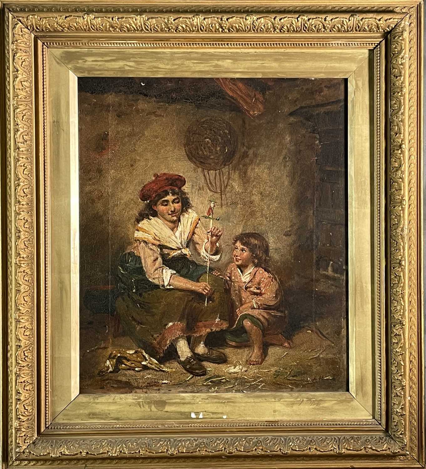 Attributed to Arthur HOPKINS (1848-1930) Children at Play Oil on canvas Signed with initials - Image 3 of 3