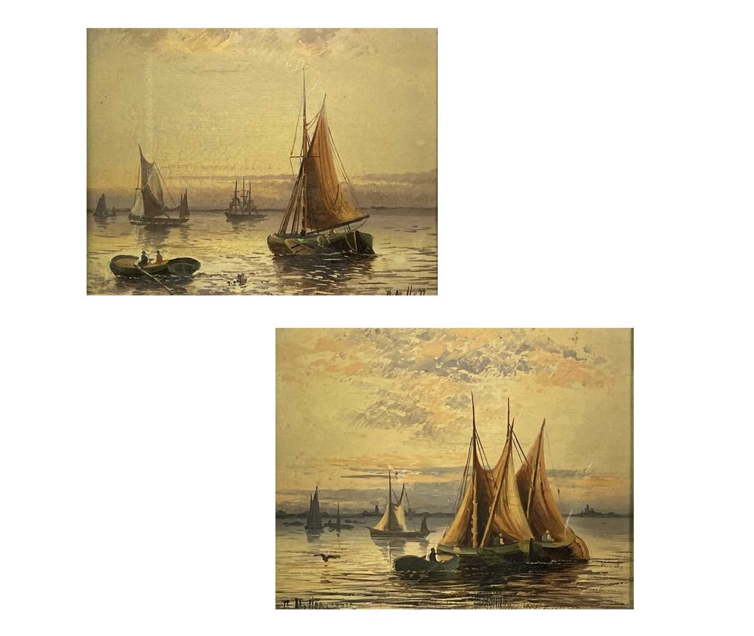 P. Miller(?) Shipping A pair of Victorian Oils on canvas 17x22cm