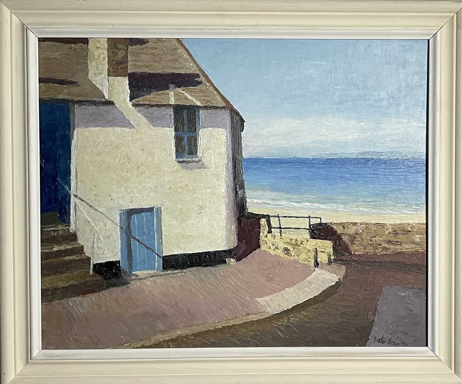 Victor BRAMLEYSt Ives Light (Westcott's Quay)Oil on board Signed Inscribed to verso 40 x 50cm - Image 3 of 3