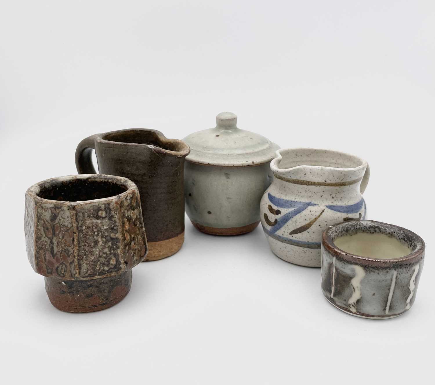 A Bill Marshall (1923-2007) salt, a Richard Batterham small bowl and cover and three other small