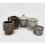 A Bill Marshall (1923-2007) salt, a Richard Batterham small bowl and cover and three other small
