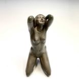 Alec WILES (1924)Kneeling NudeCiment fondu sculpture SignedHeight 28cm