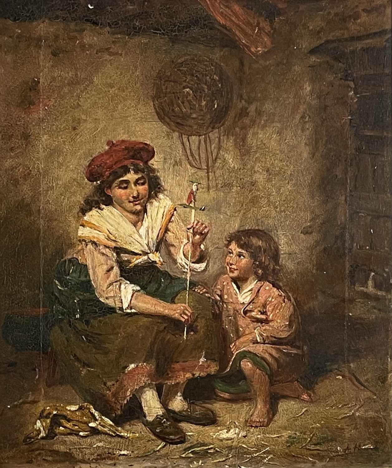 Attributed to Arthur HOPKINS (1848-1930) Children at Play Oil on canvas Signed with initials