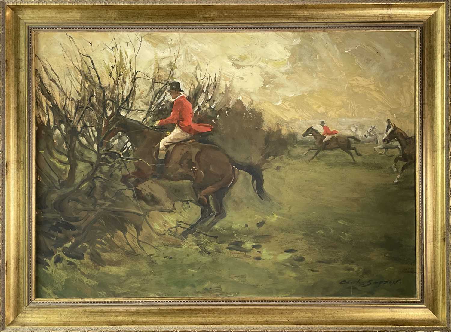 Charles Walter SIMPSON (1885-1971)Hunting SceneGouache on board Signed54 x 77cmCondition report: - Image 3 of 3