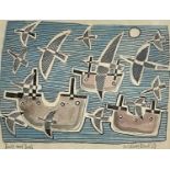 William BLACK (20th Century British)Boats and BirdsGouache and ink Signed, inscribed and dated '6815