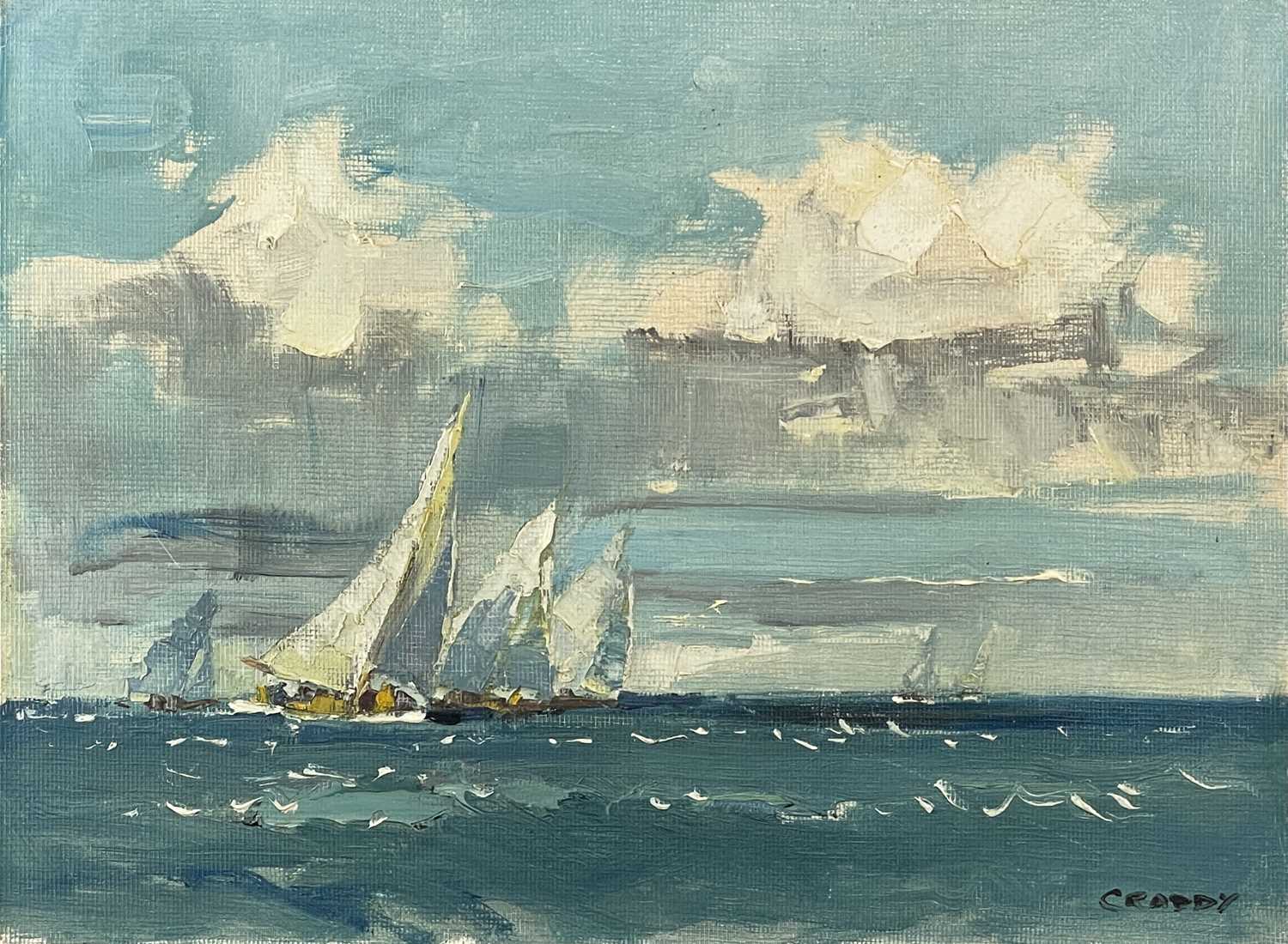 Eric Haysom CRADDY (1913-2007) Billowing Clouds Oil on board Signed, Bristol Savages label to