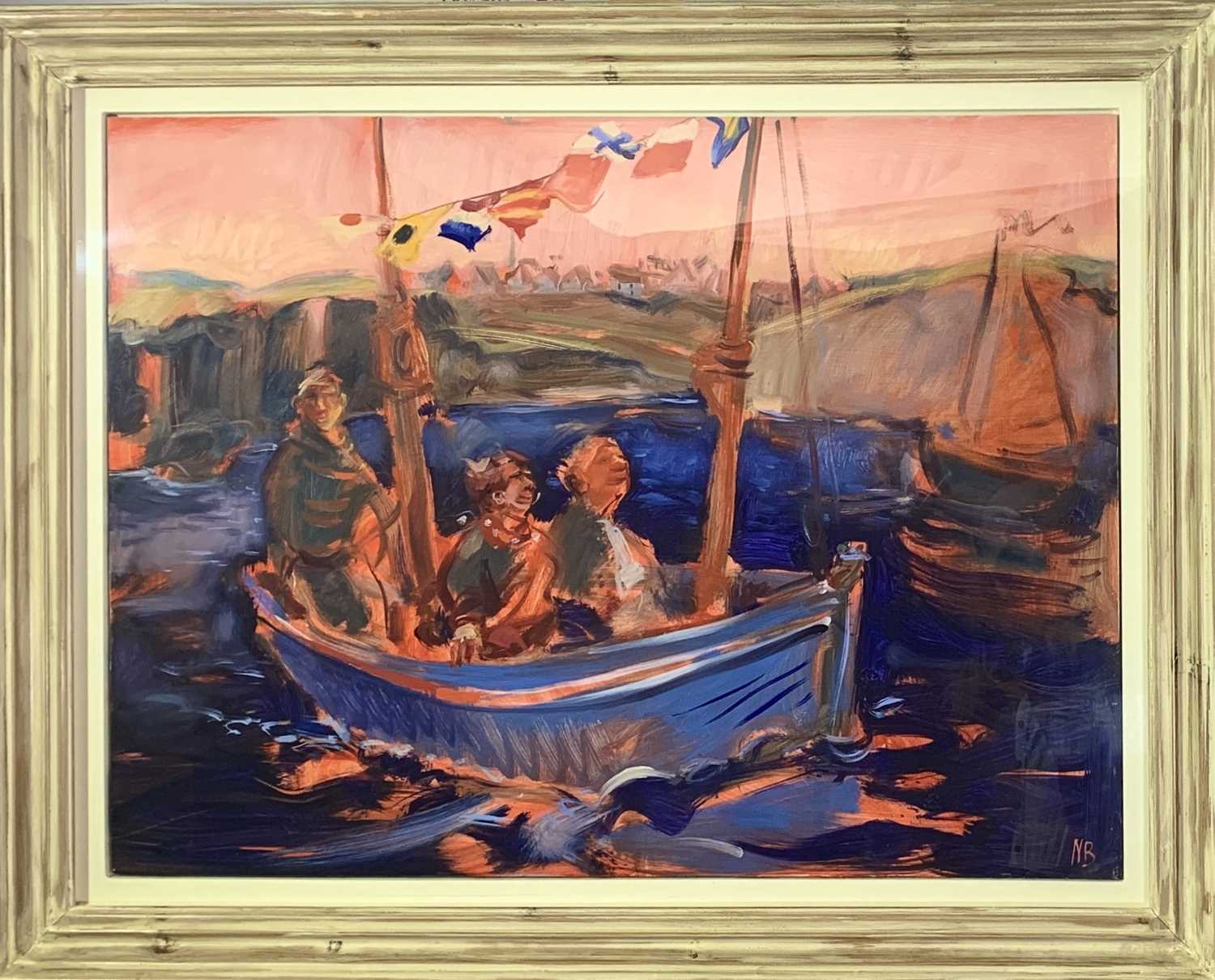 Nicola BEALING (1963) The Blue Boat Oil on board Signed with initials, to verso it is signed, - Image 3 of 3