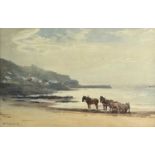 John FARQUHARSON (1865-1931) Gathering Seaweed, Sennen Watercolour Signed and dated '09 21x32cm
