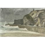 Alec WILES (1924) Portreath, The Harbour Wall Oil on canvas Signed and dated 1962 40x61cm
