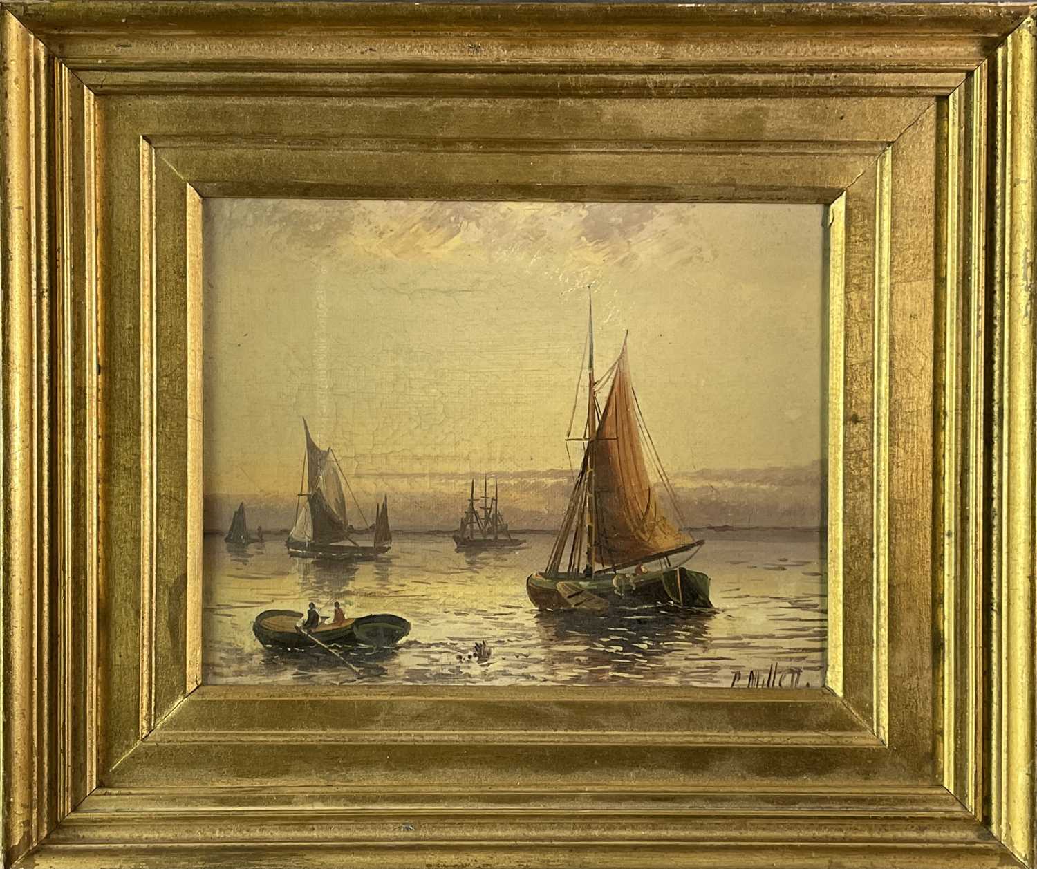 P. Miller(?) Shipping A pair of Victorian Oils on canvas 17x22cm - Image 7 of 7