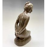 Alec WILES (1924)Kneeling NudeCiment fondu Signed Height 31cm