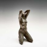 Alec WILES (1924)Kneeling NudeCiment fondu sculpture SignedHeight 28cm