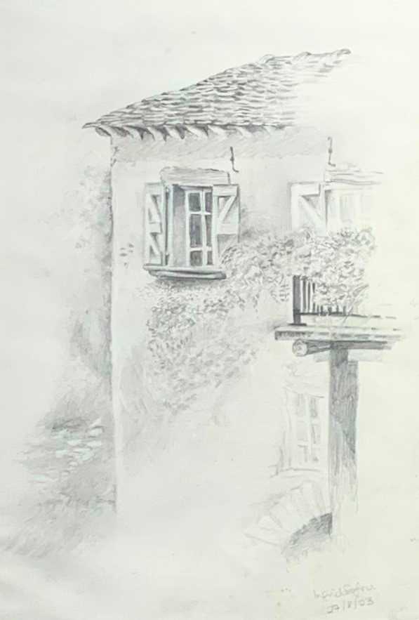 Ingrid SOFRIN (20th/21st Century) Study of a House, FrancePencil Signed and dated 27/8/0329 x 19.