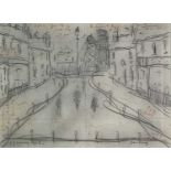 Lowry?? Street scene Pencil Numerous annotations 23x31cm