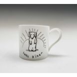 David HOCKNEY (1937) A Royal Doulton bone china mug showing a design of a dog by David Hockney for