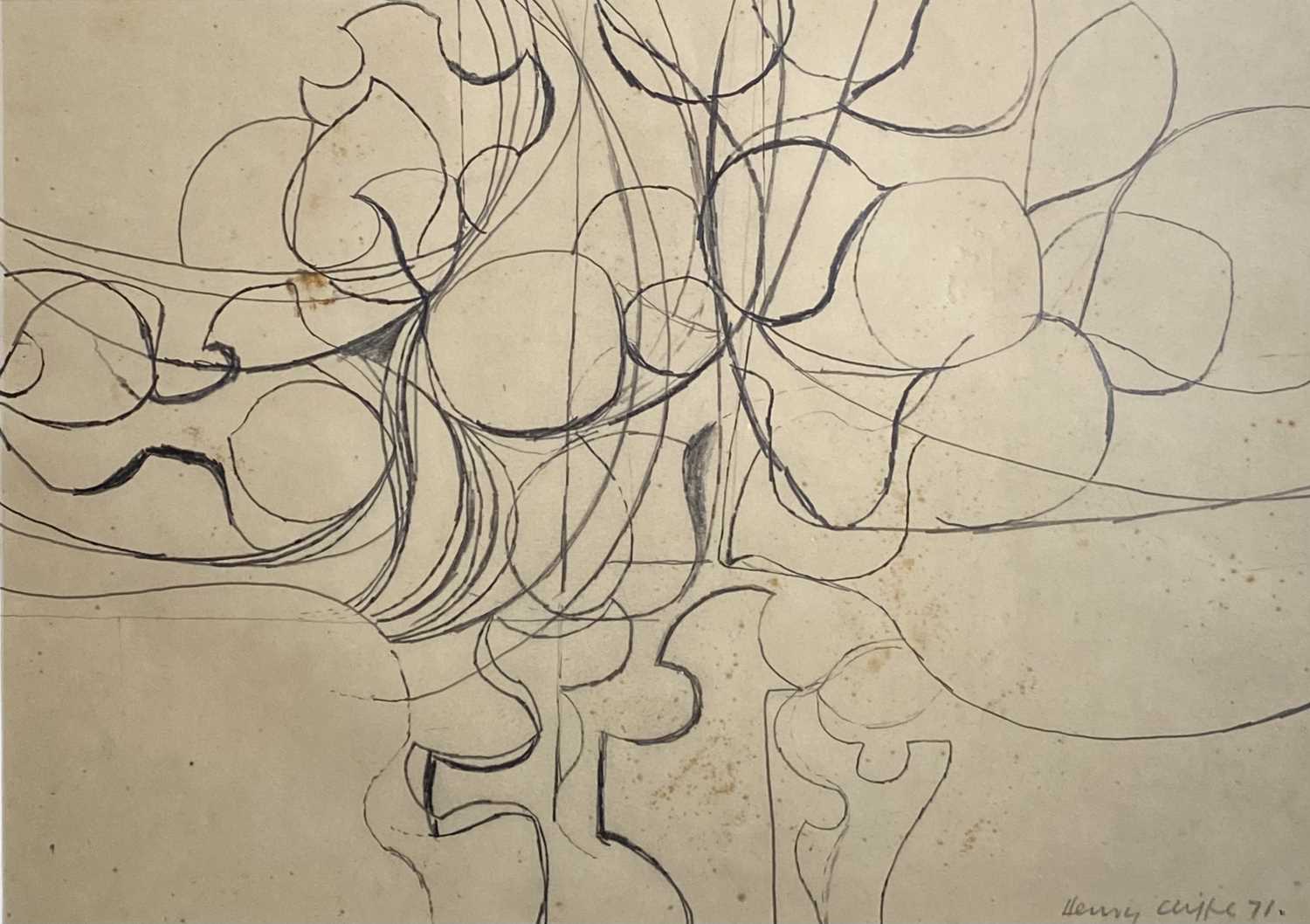 Henry CLIFFE (1919-1983)Landscape Abstract Study EPencil on paper Signed and dated 1971 27 x