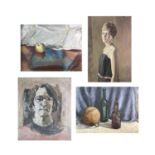 Alec WILES (1924) Two Portraits 75x50cm and 50x43cm and Two Still Lives Each 45x61cm