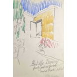 John BRATBY (1928-1992)'The Little Doorway from the Sunken Garden - Beaufort Park Hotel'Pencil and